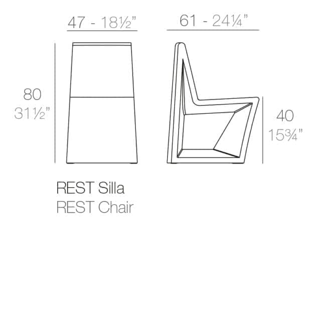 Stijlvolle Stoel Van Vondom, Collectie Rest. Gemaakt Van Polyethyleenhars Door Rotatiegieten. Duurzaam En Geschikt Voor Binnen En Buiten. Moderne Buitenmeubel.